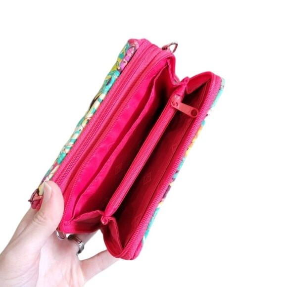 Vera Bradley All‎ In One Crossbody Wallet Pink Multi-color RFID Quilted Floral - Picture 8 of 11